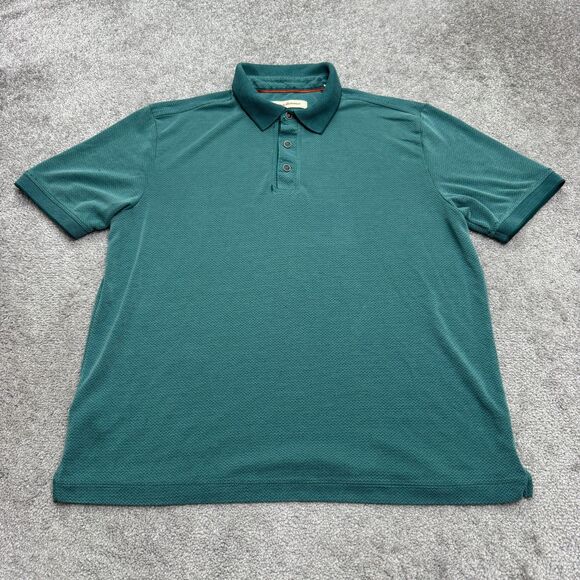 Tommy Bahama Polo Shirt Mens Large Green Modal Blend Soft Textured Short Sleeve - Picture 1 of 15